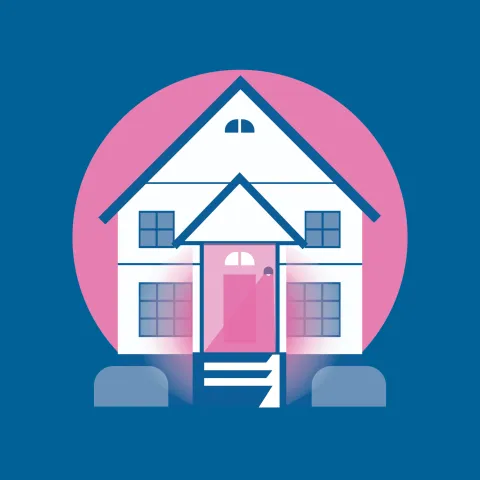 Pink porch house illstration.