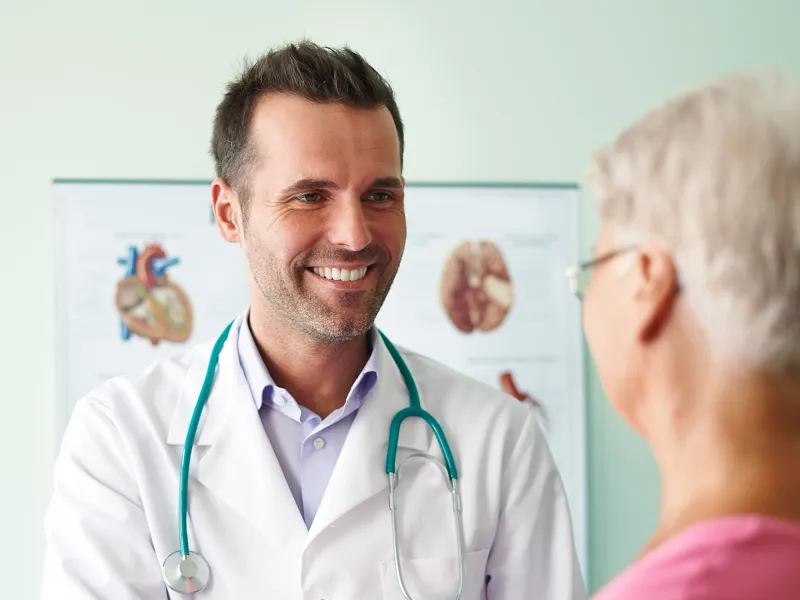 Patient and doctor in office